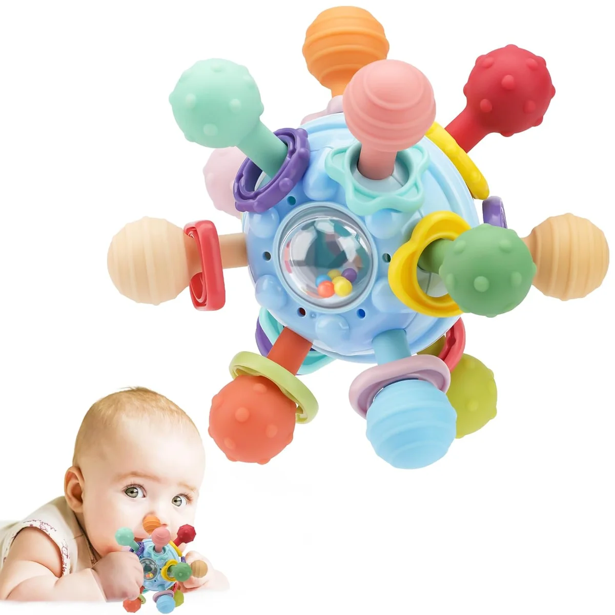 TOHIBEE Baby Montessori Sensory Toys Teether Teething Toys 0-18 Months Blue New