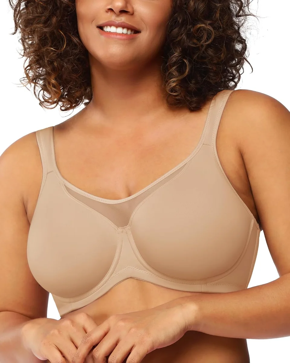 HSIA Minimizer Bra Plus Size T-Shirt Underwire Full Coverage Ivory Beige New