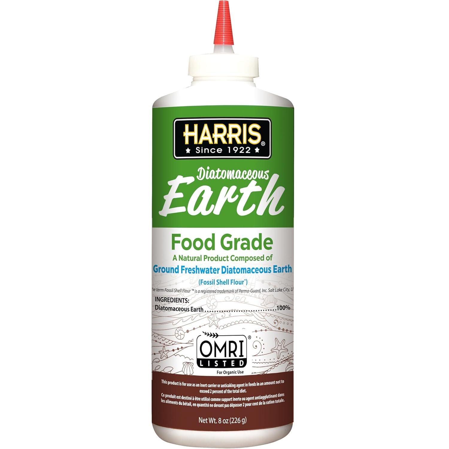 HARRIS Diatomaceous Earth Food Grade 8oz Puffer Tip Lab Chemical New