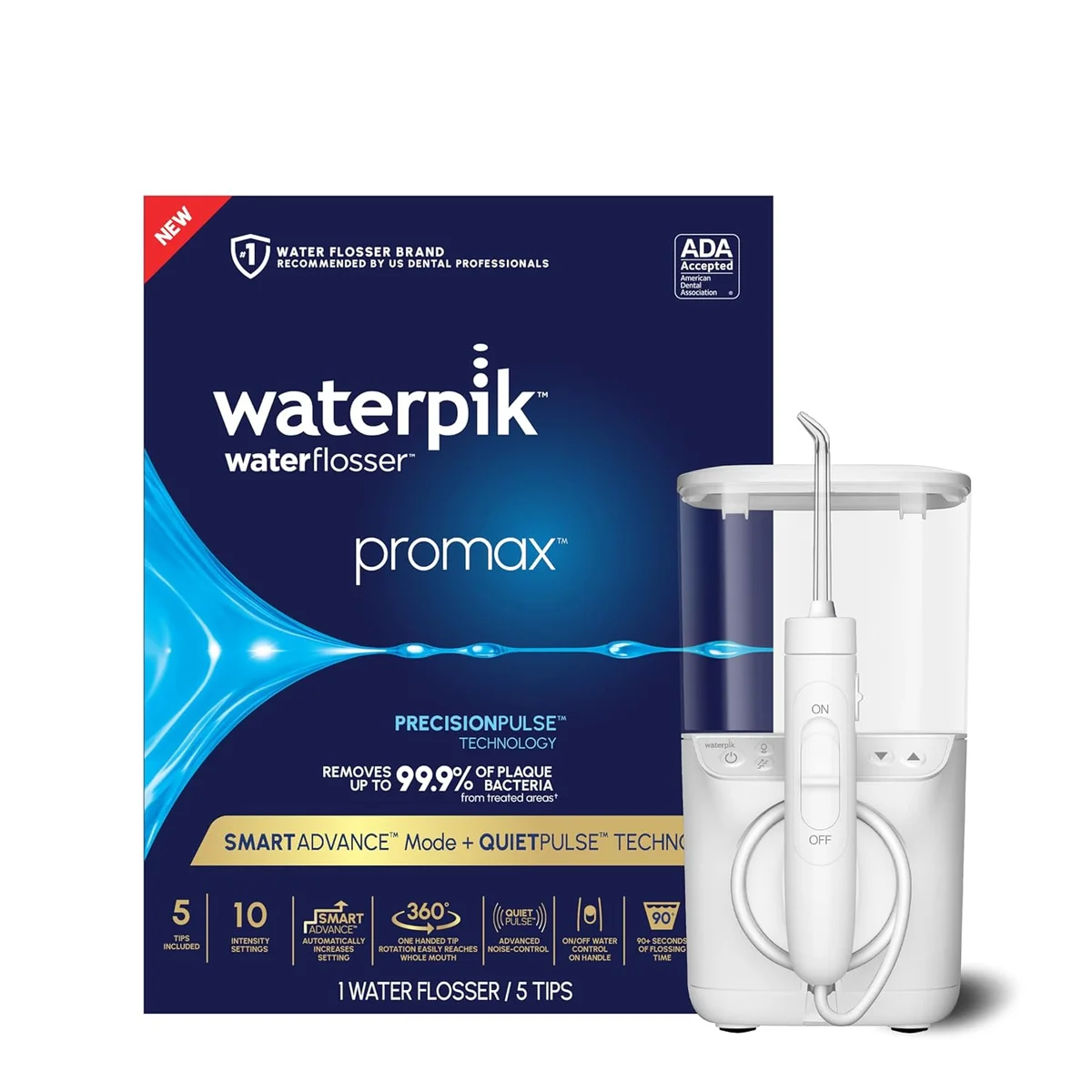 Waterpik Promax Water Flosser WF-23 10 Settings 5 Tips White New