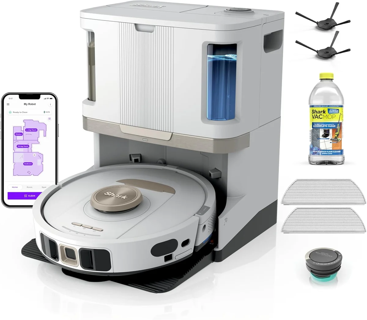 Shark Stratos 2-in-1 Robot Vacuum & Mop RV2720ZE 25+ Features HEPA Filtration White New