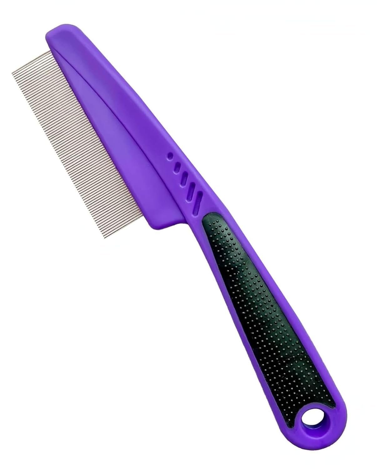 Yumflan Flea Comb Fine Tooth Grooming Metal Rubber Handle Small Purple New