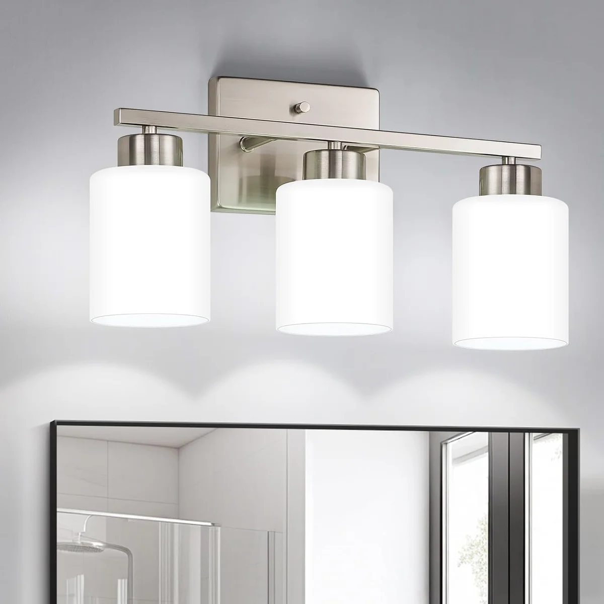 FonmYim Bathroom Vanity Light Fixtures 3-Light E26 Socket Brushed Nickel New